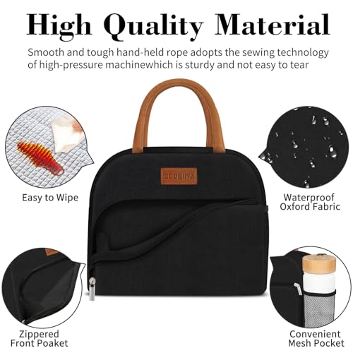 Coobiiya Lunch Bag Women, Lunch Box Lunch Bag for Women Adult Men, Small Leakproof Cute Lunch Tote Large Capacity Reusable Insulated Cooler Lunch Container for Work/Office/Picnic/Travel-Daffodil