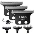 2PCS 2215 Replacement T Wide Blades Compatible with Wahl 5 Star Detailer Li Trimmer(8081) and (8171) - Adjustable Stainless-steel Zero-Gap Trimmer Blade ((3PCS-Black)