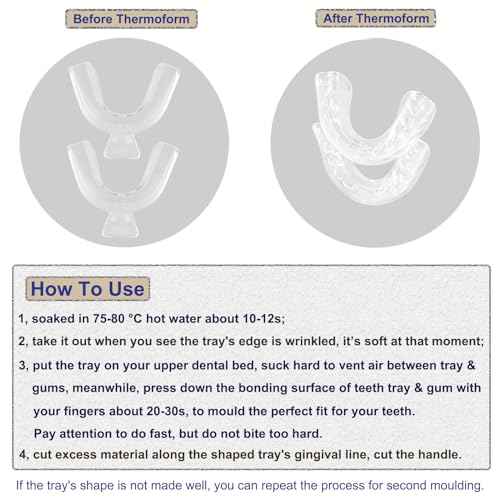 14pcs Dental Trays for Whitening Teeth, Thin Thermoform Moldable Mouth Tray for Teeth Whitening, Teeth Whitener Trays Kits Mouth Guard Care Oral Hygiene Tooth Tool