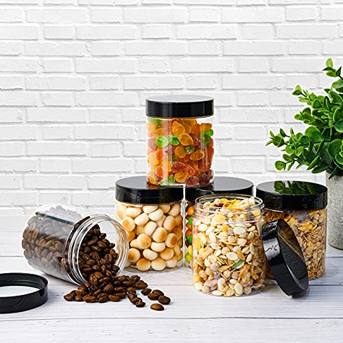 Eternal Moment 36 Pack 8 OZ Clear Plastic Jars with White Screw Lids