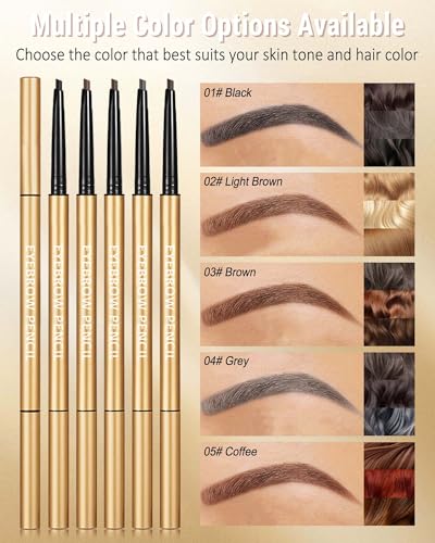 Eyebrow Pencil 12-Pack Retractable Ultra-Fine Waterproof