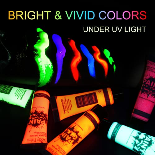 Glow in Dark Face Body Paint UV Neon 8-Pack by HomeHere