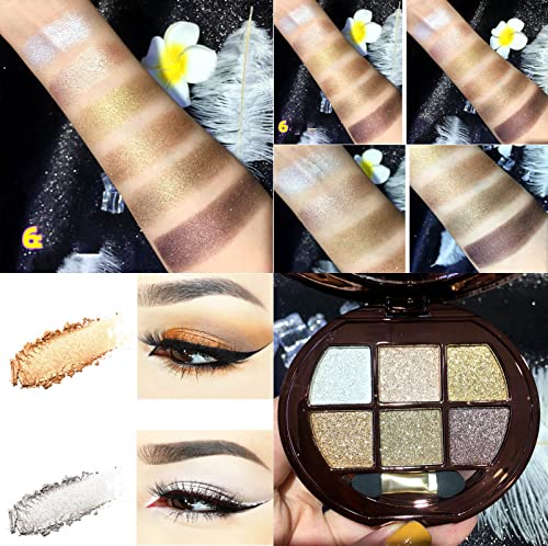 6-Color Glitter Eyeshadow Palette - Highly Pigmented Waterproof
