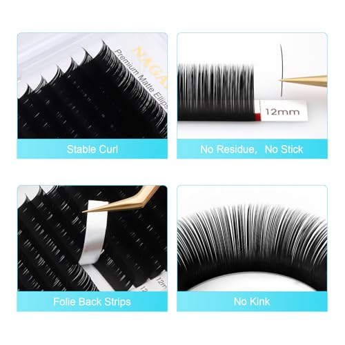 NAGARAKU Flat Ellipse Eyelash Extensions 0.20C 8-15mm Mix