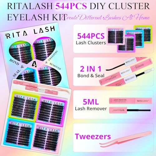 Cat Eye Lash Clusters Kit 3D Volume 60D-120D with Bond, Seal & Remover
