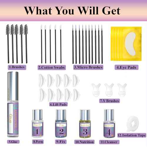 Lash Lift Kit and Eyebrow Lamination Kit, Eyelash Perm Kit at Home for DIY, Semi-Permanent Long Lasting for 6-8 Weeks, Easy to Use at Salon