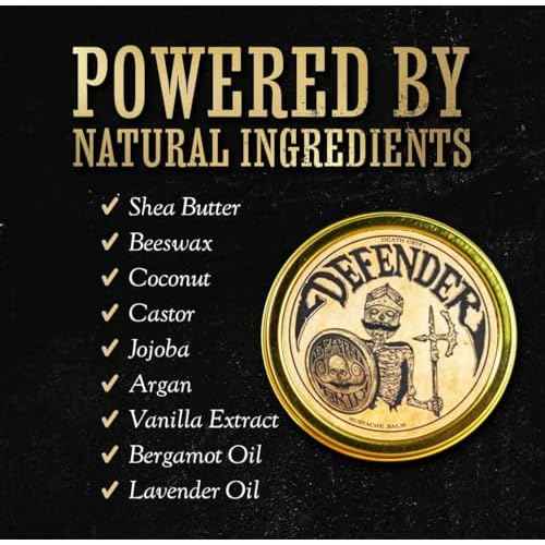 Mustache Balm Grooming Kit for Men | Light to Medium Hold Beard Wax 1oz | Natural Hair & Moustache Care Kit with Styling & Conditioning | Defender Balm By Death Grip