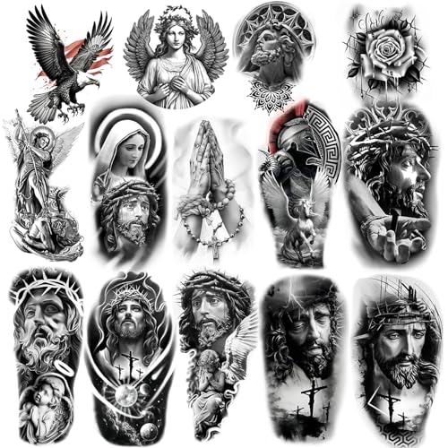 Religious Temporary Tattoos - Jesus, Angels & Mary Pack