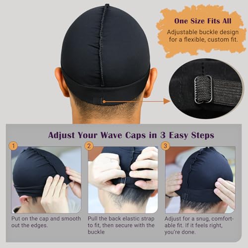 Durala Adjustable Wave Cap for Men - Premium Elastic Stocking Cap 360°
