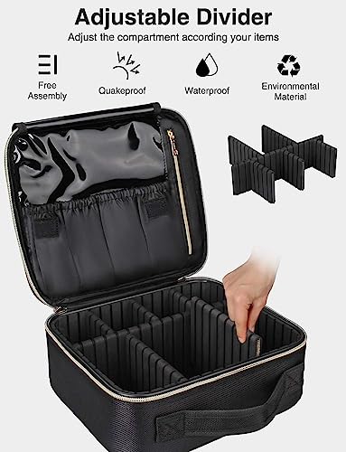 Relavel Travel Makeup Case Organizer with Adjustable Dividers