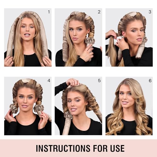 BLINKEEN Jumbo Satin Heatless Hair Curler Set - Overnight Rod & Scrunchies