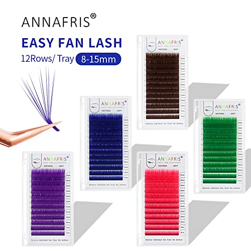 Colored Eyelash Extensions Green 0.07 D Curl 8-15mm Mixed