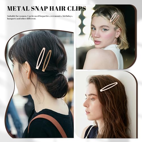 16 PCS Non-Slip Snap Hair Clips for Women - Black, Brown, Beige
