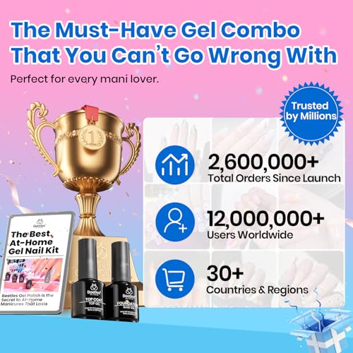 Beetles Gel Nail Base & Top Coat Set – No-Wipe 15ml + 9-in-1 Nail Glue 15ml