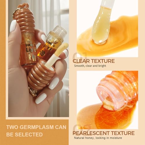 Honey Hydrating Lip Oil Keychain with Vitamin E, 2-Pack
