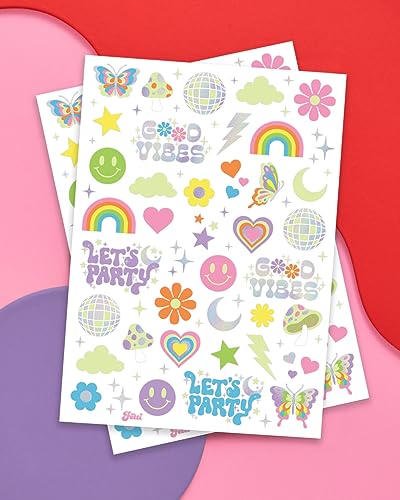 Glow in the Dark Temporary Tattoos for Rave Parties - 82 Iridescent Designs