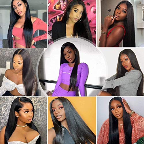 SUNKASA 22 Inch Black 4x4 HD Lace Front Human Hair Wig Pre-Plucked with Baby Hair