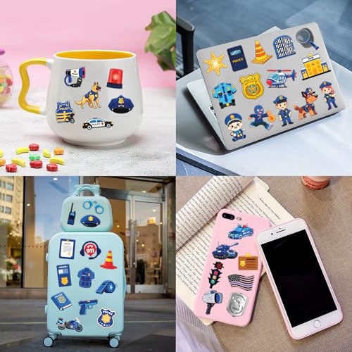 96 PCS Police Car Police Officer Policeman Pre-Cut Temporary Tattoos for Kids | Super Cute Theme Birthday Party Favors, Supplies, Decorations, Fake Tattoo Stickers (Multiple)
