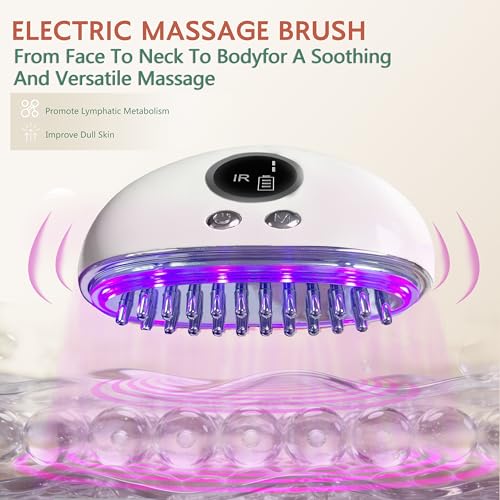 Lymphatic Contour Face Brush - Electric Face Massager with 9-Level Vibration & Microcurrent for Lymphatic Drainage, Puffiness Reduction, Double Chin and Jawline Sculpting (White)