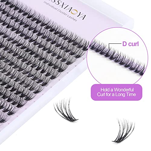 KISSXIAOYA Cluster Eyelashes Extensions, 240pcs 40D 0.07D Curl Soft Individual Lashes Natural False Eyelashes Cluster DIY Eyelash Extension (240pcs, 13mm)