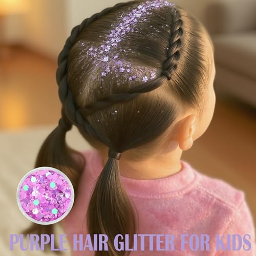 Purple Face Glitter Gel,4 Styles Butterfly Style Body Glitter Mermaid Costume for Kids,Mardi Gras Outfit for Women,Sparkling Hair Glitter Makeup Rave Festival Accessories,40g/1.41 oz