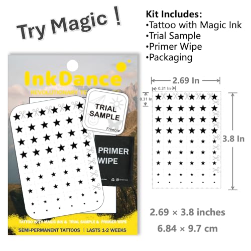 InkDance Semi-Permanent Star Tattoos, Waterproof Plant-Based Ink