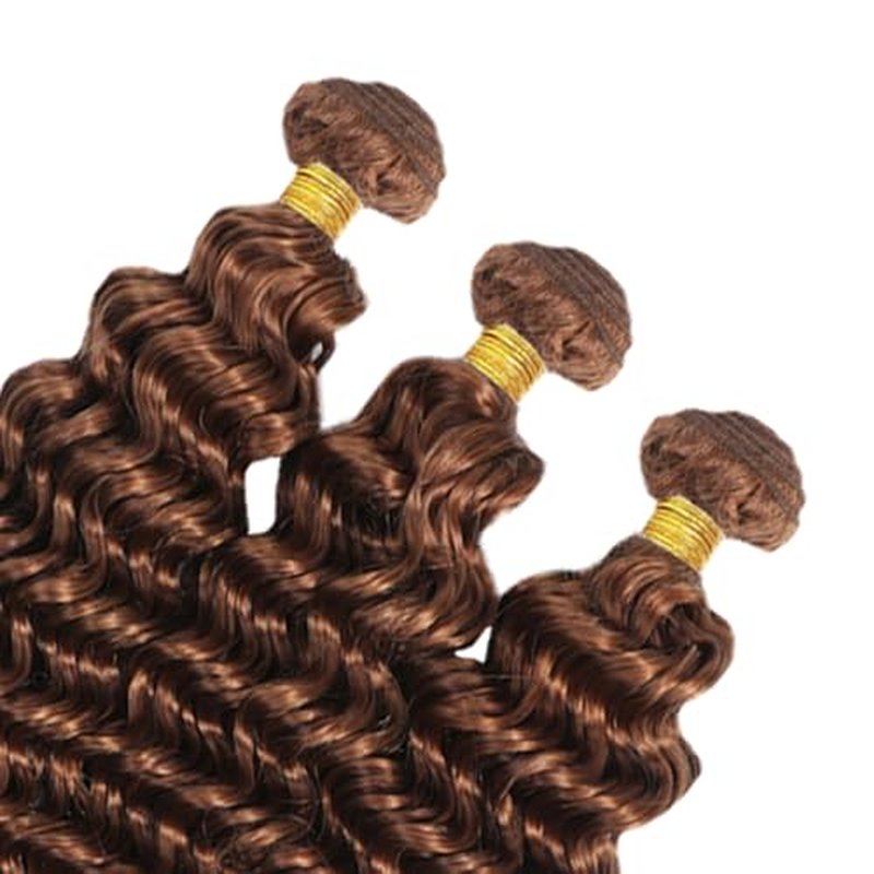 #30 Brown Deep Wave Human Hair Bundles 22 24 26 Inch