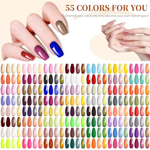 Gel Nail Polish Kit with UV Lamp & Drill - 55 Colors Starter Manicure Set