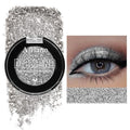 Afflano Silver Glitter Eyeshadow Super Pigmented, Intense Color Gray Silver Eyeshadow Palette Single, Long Lasting Sparkle Shimmer Metallic Glitter Eyes Look, Blendable Neutral Grey Eye Shadow Makeup