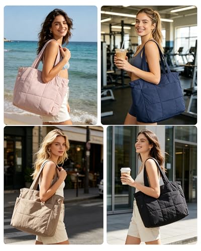 LIGHT FLIGHT Women's 2-Pc Puffy Tote Bag Set - Lightweight Travel Handbags