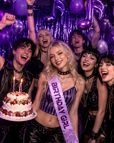 Purple Birthday Girl Sash with Lightning Energy Pattern