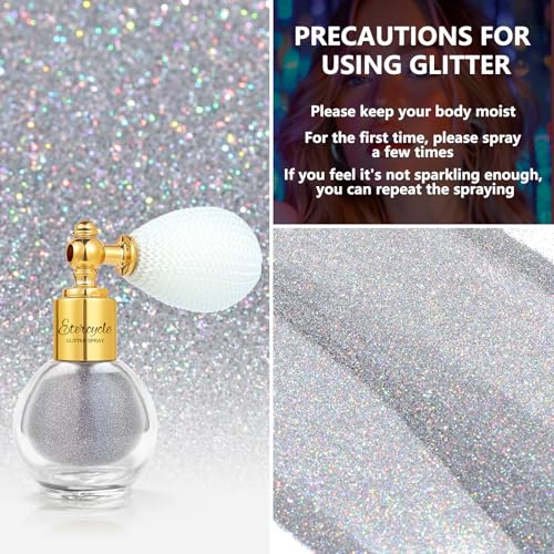 Etercycle Silver Body Glitter Spray – Holographic Face Shimmer