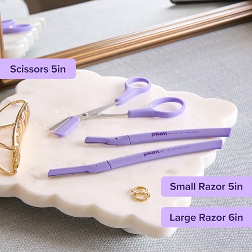 Eyebrow Shaping Set with Razors, Trimming Scissors & Brush - 3-in-1 Grooming Kit