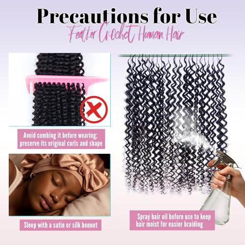 Feather Crochet Human Hair 18 Inch 120g Deep Curly