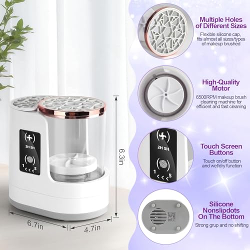 Wekity White 3-in-1 Electric Makeup Brush Cleaner & Dryer - Portable USB
