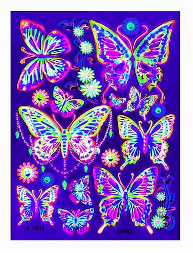 Glow in the Dark Temporary Tattoos – Blacklight Reactive Butterfly