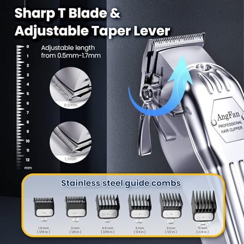 AngFan Professional Cordless Hair Clipper Set | 7200RPM, 5H Runtime
