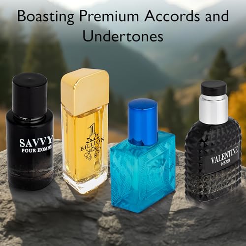 NovoGlow Signature Scent 4-Piece Mini Fragrance Set for Men - Spicy Aromatic Citrus & Woody Notes, 4x30ml