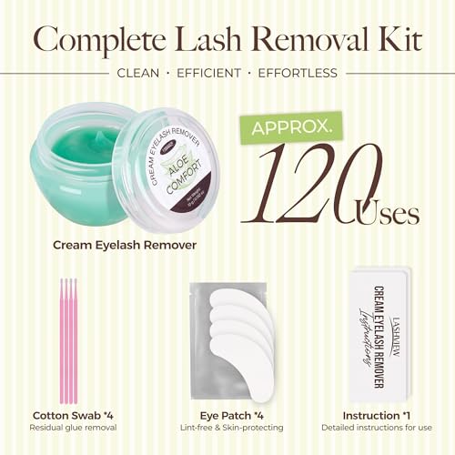 LASHVIEW Eyelash Extension Remover Cream 10g – Gentle, Hypoallergenic Lash Removal Kit with Eye Patches & Applicator