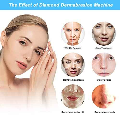 2 in 1 Diamond Microdermabrasion Machine Professional Blackhead Removal Equipment, 65-68cmHg Suction Power Professional Dermabrasion Facial Skin Care Massager for Home Salon Use with 300 Cotton Filter