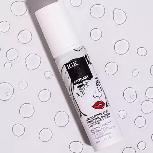 IGK CRYBABY Smoothing & Finishing Serum | High Shine + Frizz Control + Lightweight | Vegan + Cruelty Free | 1.5 Oz