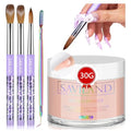 SAVILAND Kolinsky Nail Brush Set 6/10/14 with Cleaner & 30g Nude Acrylic Powder