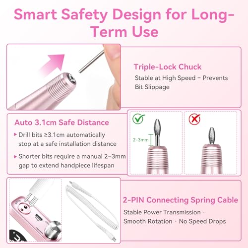 Makartt Rechargeable Nail Drill - Professional E-File for Home & Salon