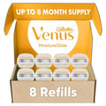 Gillette Venus Moistureglide Women's Razor Refills 8 Pack - 5 Blade Shaving Cartridges with Built-in Shave Gel Bars for Sensitive Dry Skin