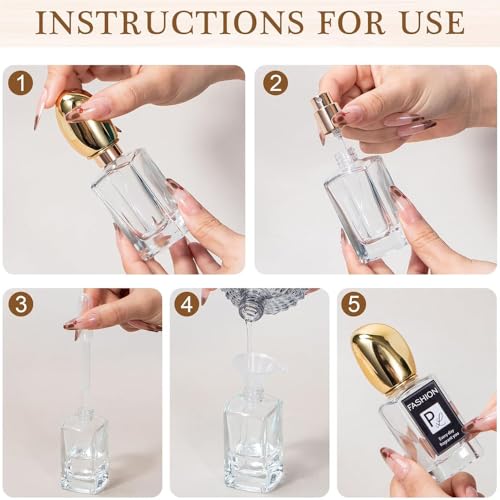 GOLDY&WENDY 6pcs 30ML Glass Perfume Spray Bottle, Mini Portable Travel Atomizer Sprayer, Refillable Perfume Atomizer Fine Mist Sprayer Bottle for Essential Oils