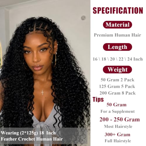 18 Inch Human Crochet Hair Extensions for Black Women - Deep Wave
