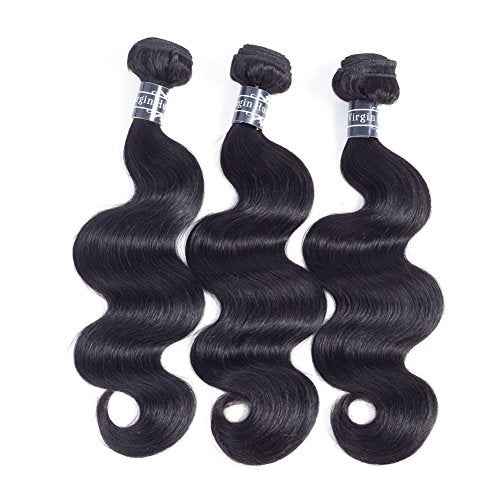 Amella Hair 8A Brazilian Virgin Body Wave Hair 3 Bundles 285g 14" 16" 18" Natural Black Color 100% Unprocessed Brazilian Virgin Human Hair Extensions Body Wave Hair