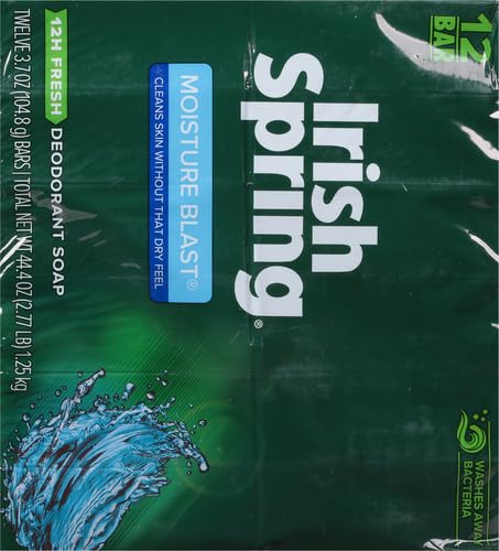 Irish Spring Deodorant Soap Moisture Blast 12-Count (Pack of 12)