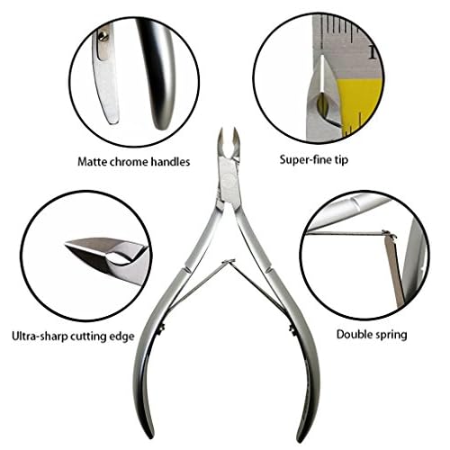 Rui Smiths Professional Cuticle Nippers | Precision Surgical-Grade Stainless Steel Cuticle Trimmer, Double Spring, 4mm Jaw (Quarter Jaw) and Stainless Steel Metal Pusher Style 106