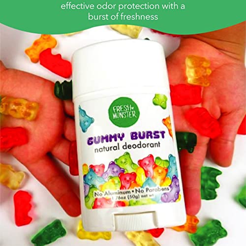 Fresh Monster Kids Natural Deodorant Stick, Gummy Burst, 1.76oz